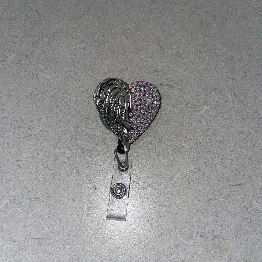 Sparkling Silver and Purple Heart Badge Holder